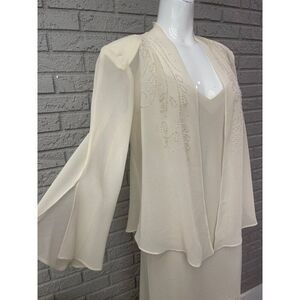 R&M Richards Women's Formal Cream Sequin Dress with Jacket Mother of the Bride 2